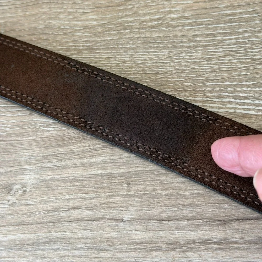 John W. Nordstrom Men's Brown Cahemere Suede Belt Leather Silver Buckle Size 36